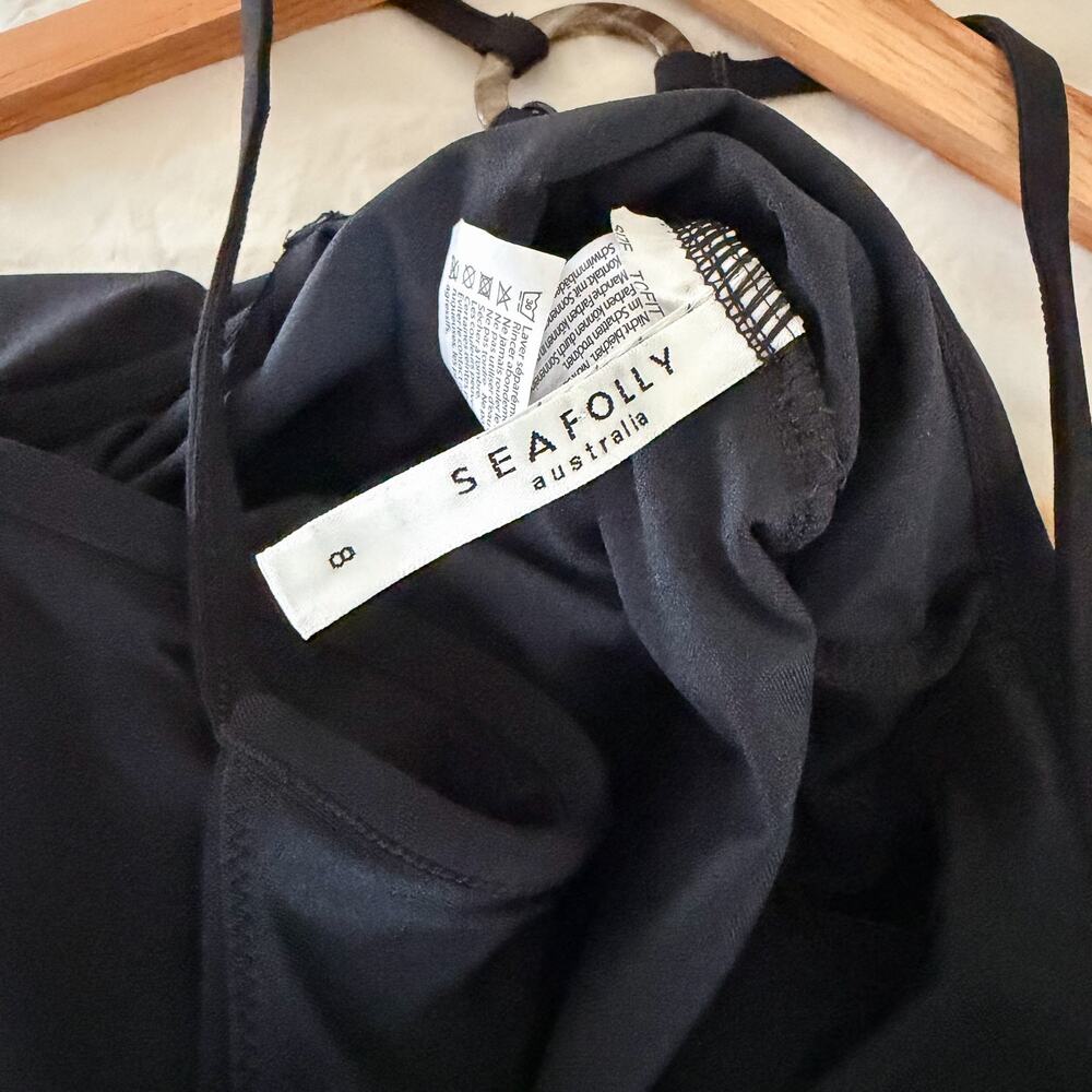 Seafolly Black Ring Detail Cutout One Piece Swimsuit Maillot Size 4 US - Picture 6 of 6